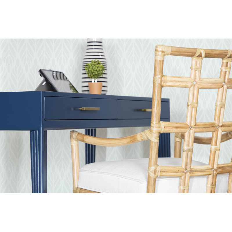 Barcelona Solid Wood Writing Desk, Pool Blue
