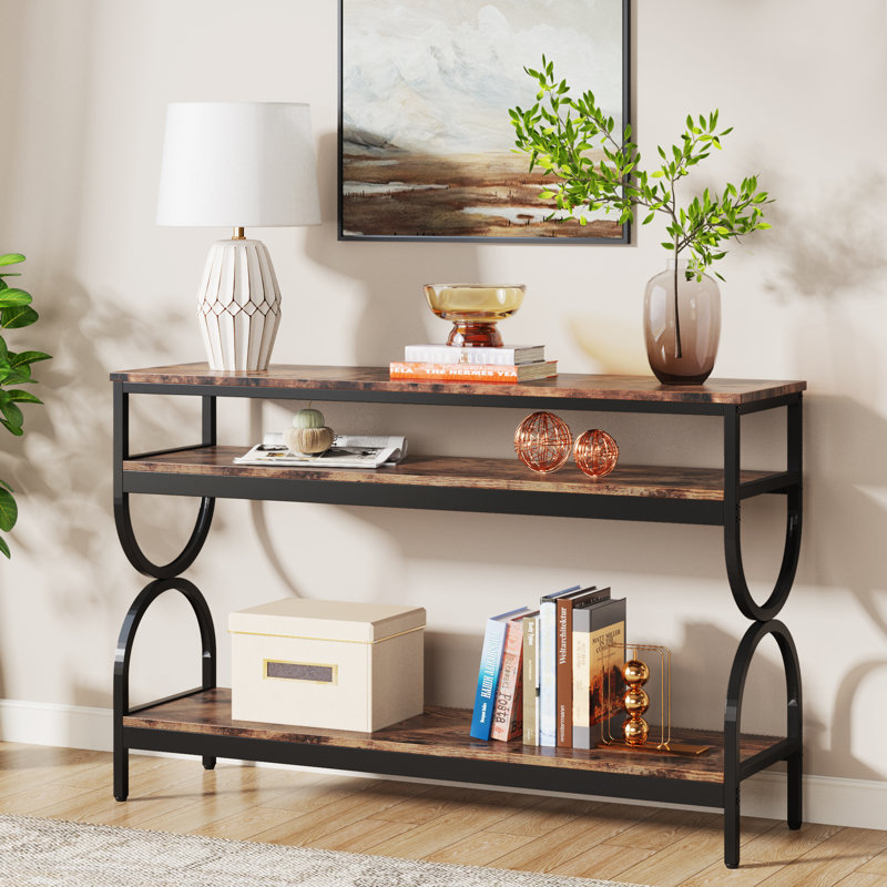 140Cm Console Table, Brown, Brown/Black