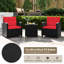 Ensemble de 3 meubles de patio avec coussins lavables pour table basse en verre trempé-4881723