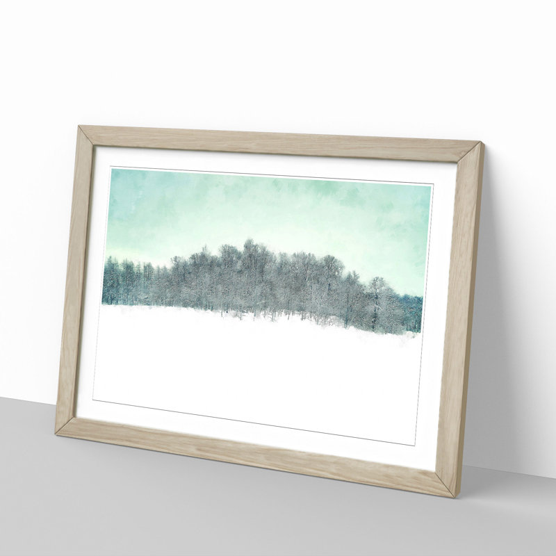 Forest at Wintertime - Picture Frame Graphic Art Print, 24cm H x 33cm W x 2cm D, Oak Framed