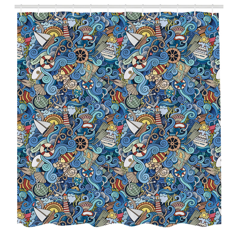 Shower Curtain with Hooks Included, 70" H x 69" W