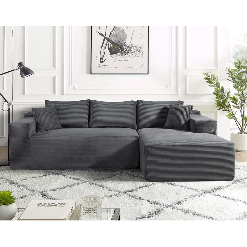 Canapé modulaire convertible en forme de L 2 pièces avec coussins, canapé modulaire à 3 places Boneless, idéal pour une vie confortable et diverses configurations