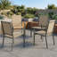 Chaises de salle à manger d'extérieur 4 pièces avec accoudoirs, chaises de patio empilables toutes saisons pour jardin, cour et terrasse, fauteuils d'extérieur en métal noir-106083821