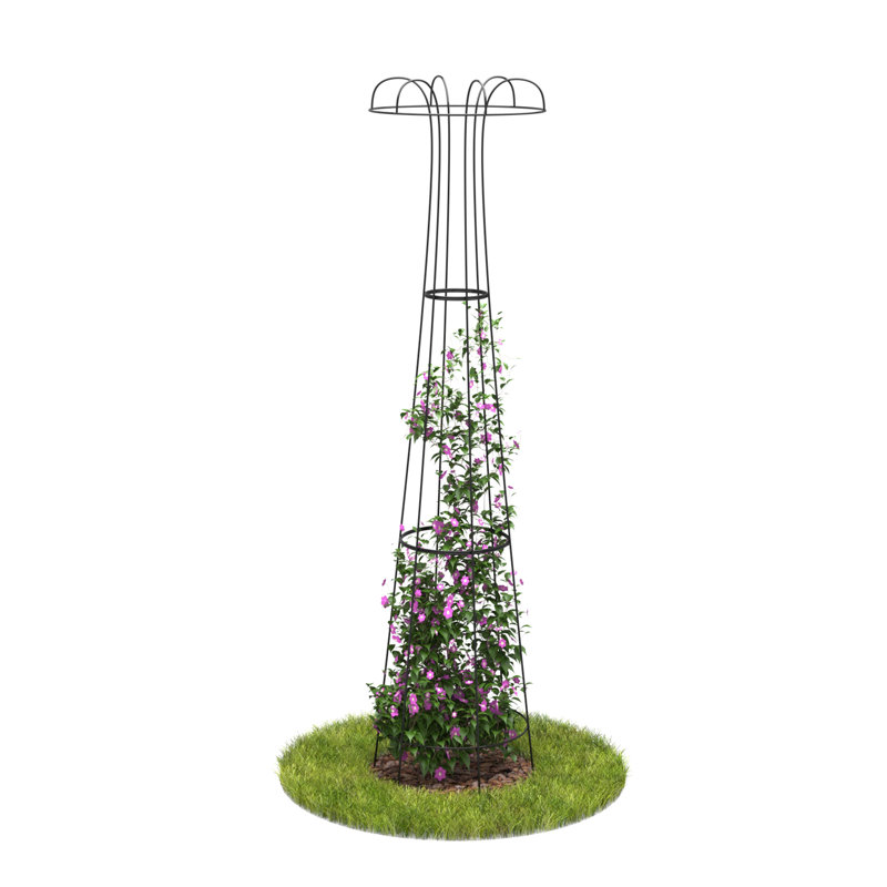 Wilmore Metal Obelisk Plant Support, 200cm H x 50cm W x 50cm D, Grey