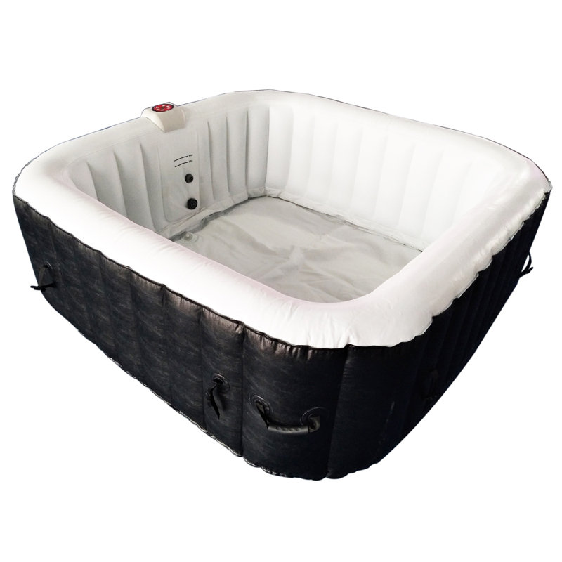 ALEKO 4-Person Black and White Inflatable Square Hot Tub