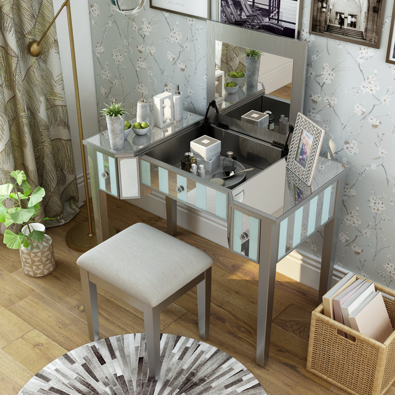 Ensemble de meuble-lavabo 3 pièces Darian, Argent argent