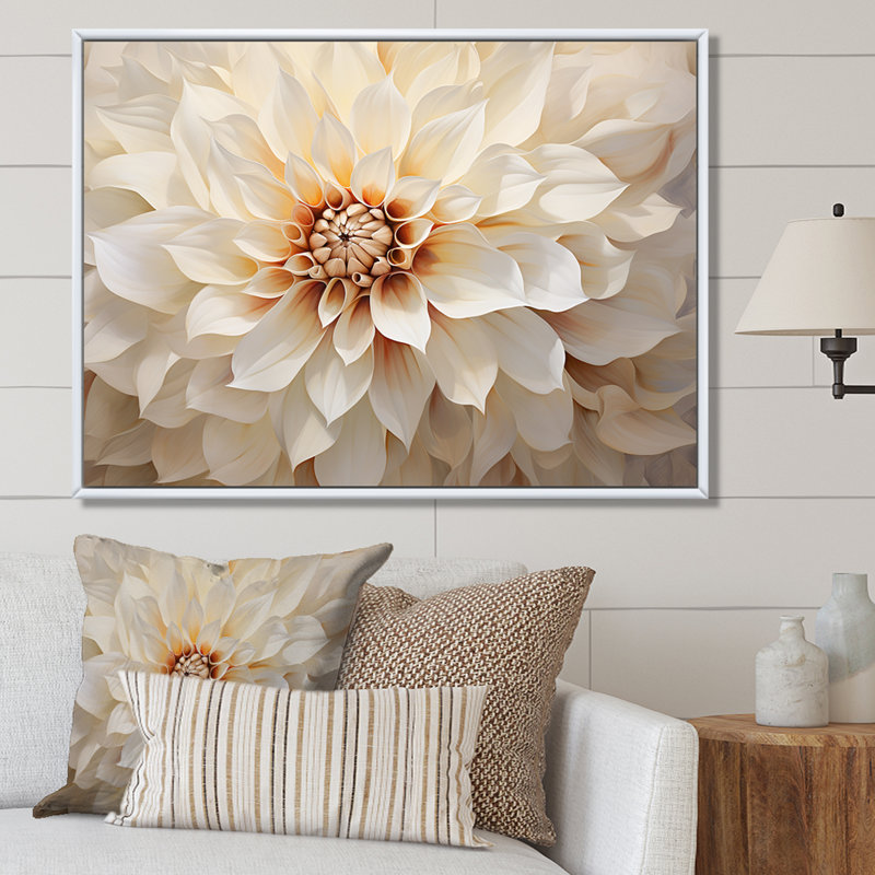 Minimalisme Dahlia I sur impression sur toile, H 12 po x l 20 po x P 1 po, Cadre flottant brun