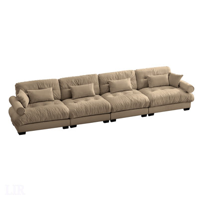Super Comfort Oversized Modular Velvet Sectional Sofa with Movable Ottoman, Deep Seat, and Convertible L Shaped Design for Living Room, Sectional