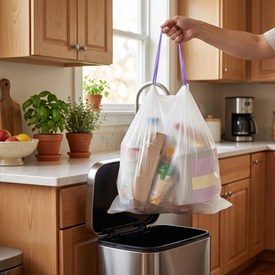 Drawstring Trash Bags Dispenser Packs, 13 Gallon Disposable Small Garbage Bags, 80 Count
