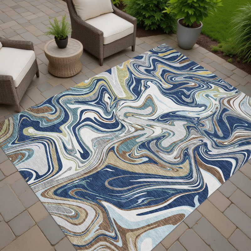 Machine Washable Indoor/Outdoor Jourdan ACN2395 Abstract Rug, Rectangle 8' x 10'