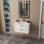 Meuble-lavabo mural flottant avec lavabo, avec système de fermeture en douceur, deux grands tiroirs et une ligne de décoration pour un rangement organisé et un décor moderne