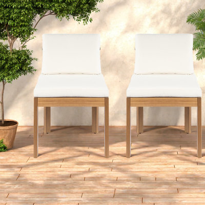 Chaises de patio Comfort, ensemble moderne en bois d'acacia pour les repas en plein air