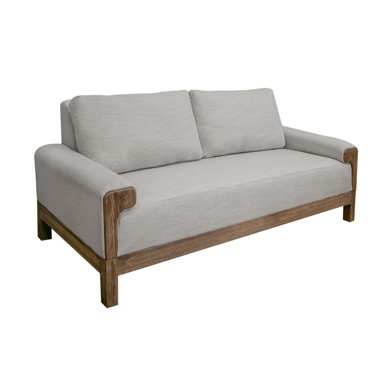 Canapé Caisy, coussins en mousse, bois massif, Polyester beige, H 38 po x l 93,25 po x P 39,5 po