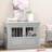 Triple Doors Small Dog Crate, And Functional, Grey Kennel End Table, For Dogs,