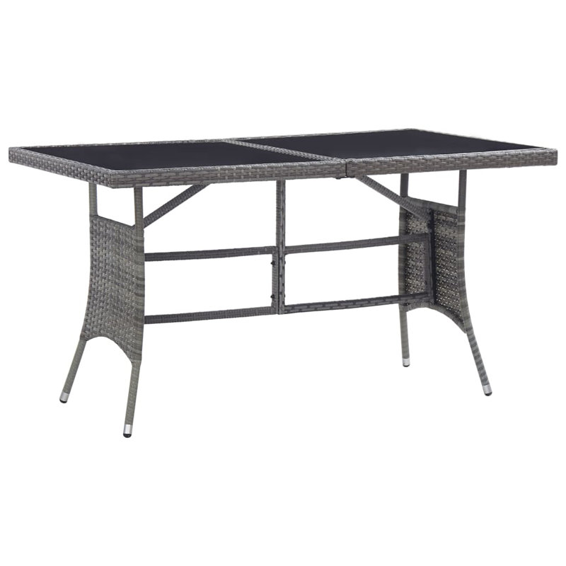 Garden Table 140X80x74 Cm Poly Rattan, Black, Grey