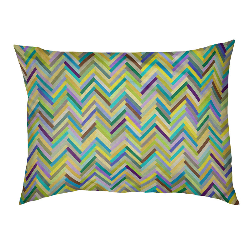Coussin de lit pour chien chevrons Byrge, Grand (l 50 po x P 40 po x H 7 po), Vert / Jaune, Polyester