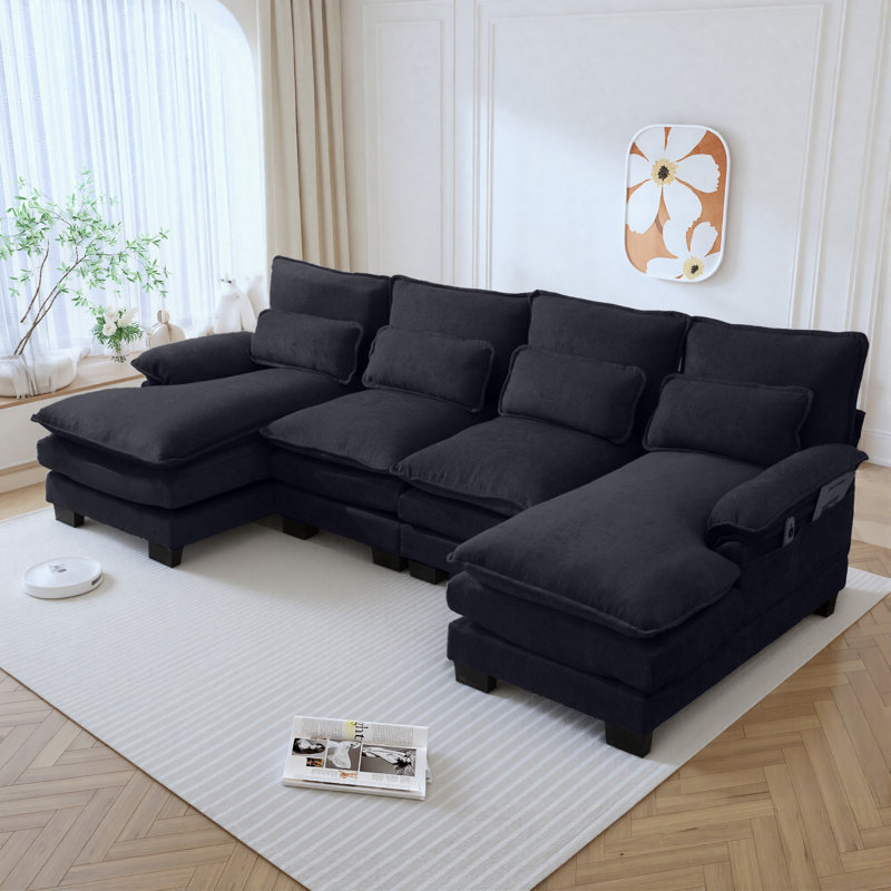 Canapé modulaire Chenille, Chenille noir