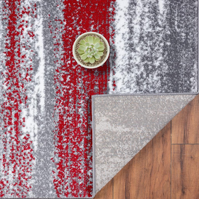 Tapis à motif abstrait moderne Luxe Weavers, 9085 rouge 9 x 12