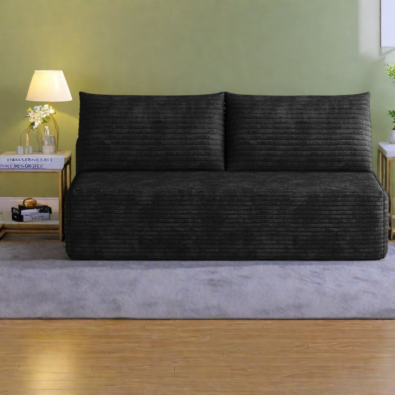 Canapés d'angle à compression, canapé compact moderne en velours côtelé moelleux pour la maison, Noir