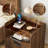 18.9’’ W Mid Century Modern Nightstand With Built-in Outlets, Glass Top & Metal Legs, Wood Bedside Table With 1 Drawer And Open Storage-765013329
