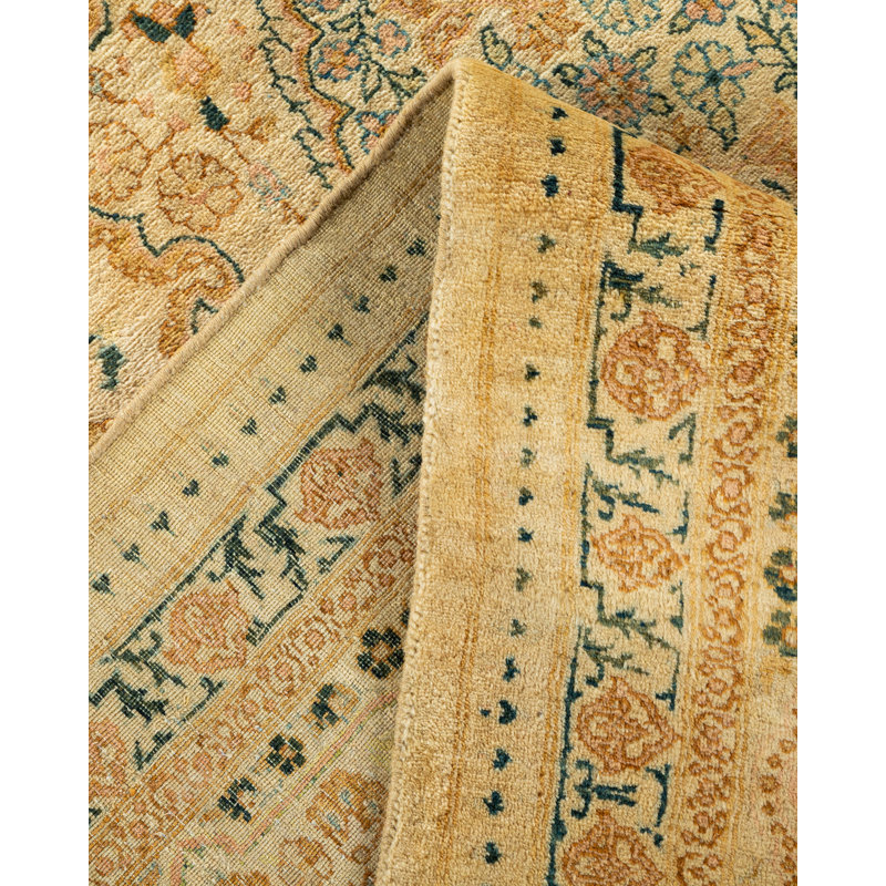 Keenan One-of-a-Kind Hand-Knotted Beige/Green Area Rug 6' x 9'2"