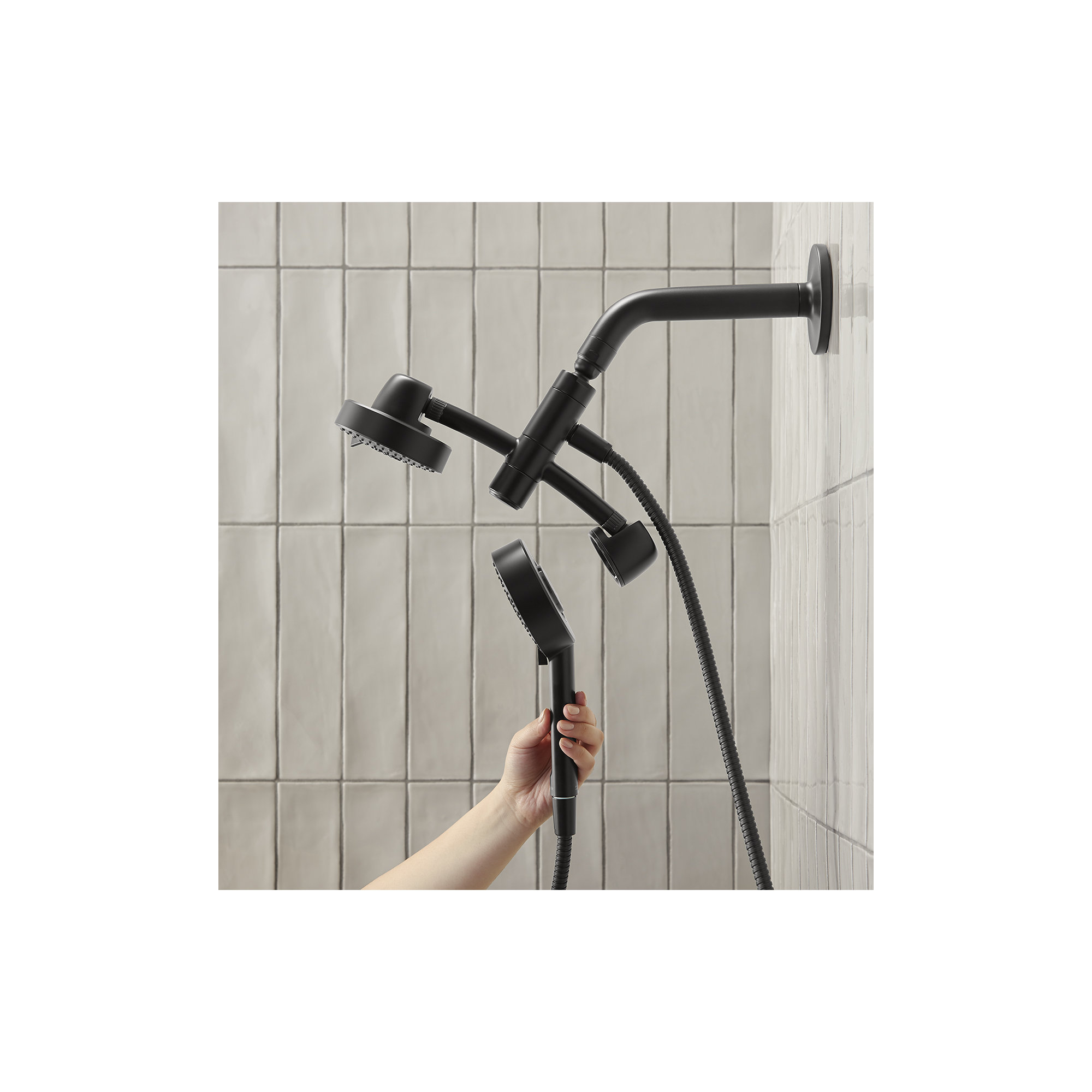 Kohler Awaken 2-In-1 Multifunction 1.75 GPM Shower Combo Kit, Showerhead and Handshower, Three Spray Settings, Matte Black