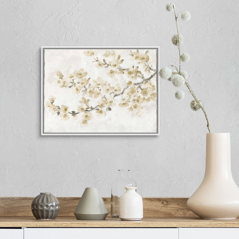 «Neutral Cherry Blossom Composition I» par Timothy O 'Toole - reproduction d'art sur toile, Cadre flottant blanc