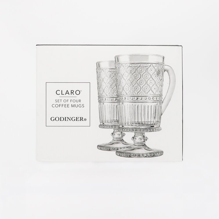 Godinger Claro Footed Mug, Set of 4 - Clear