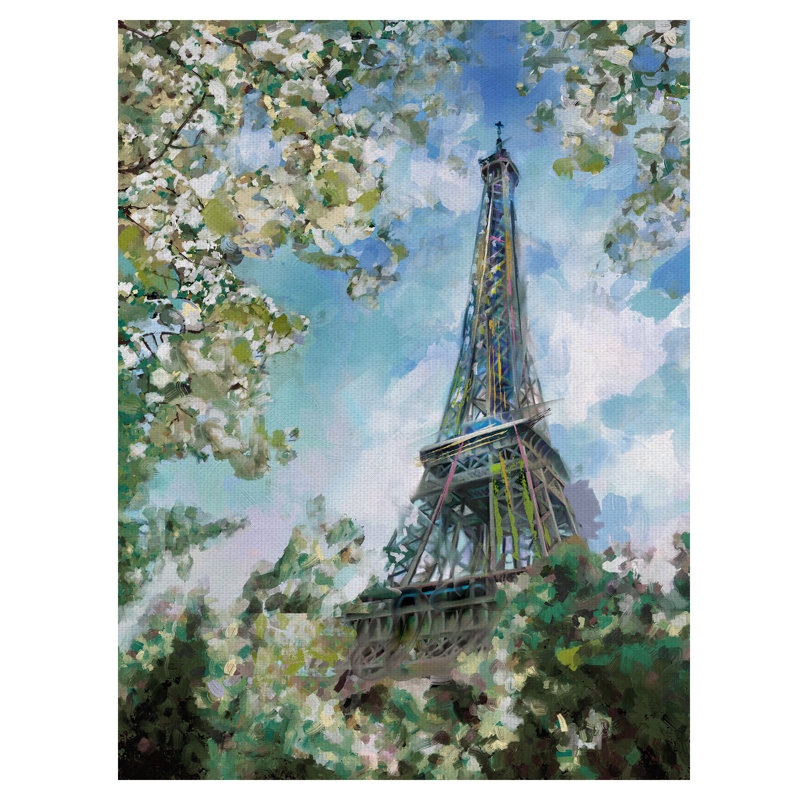 Reproduction d’art sur toile, "eiffel view", H 40 po x l 30 po x P 1,5 po