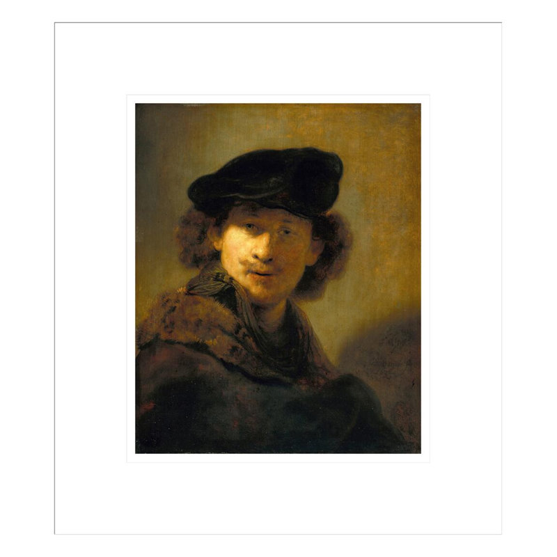 Autoportrait avec béret en velours par Rembrandt van Rijn - Impression giclée encadrée, H 15,55 po x l 13,75 po
