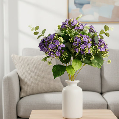 Paquet de 2 bouquets de fleurs artificielles, boules de fleurs artificielles pour décoration intérieure et vase
