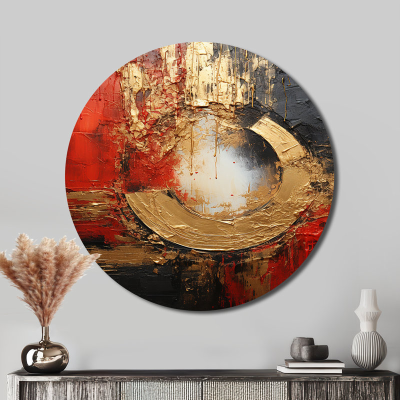 Elkins - Art abstrait rond en métal, H 16 po x l 16 po