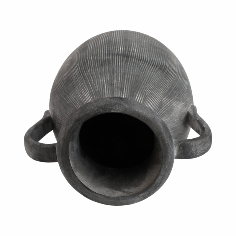 Stoneware Table Vase, 12" H x 10" W x 8" D, Black/Ivory