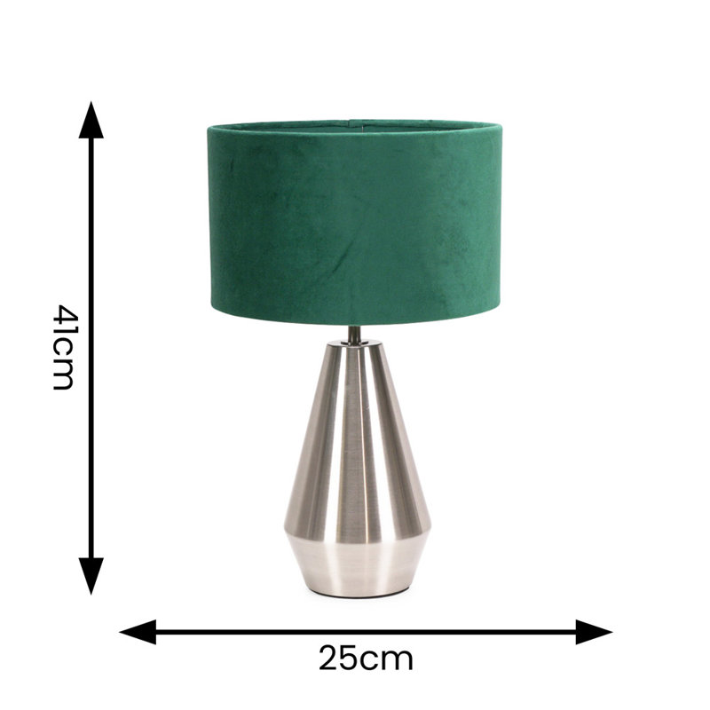 Metal Table Lamp, Forest Green, Silver