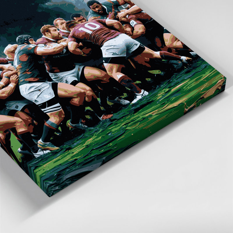 Sports Rugby Black Canvas Wall Art, 32" H x 32" W