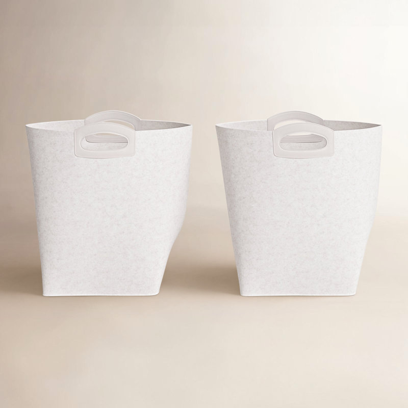 Panier de rangement en feutre à poignée, Beige