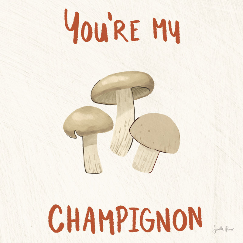 «Mushroom Madness II» par Janelle Penner - impression sur toile tendue, Papier avec cadre simple argenté, No