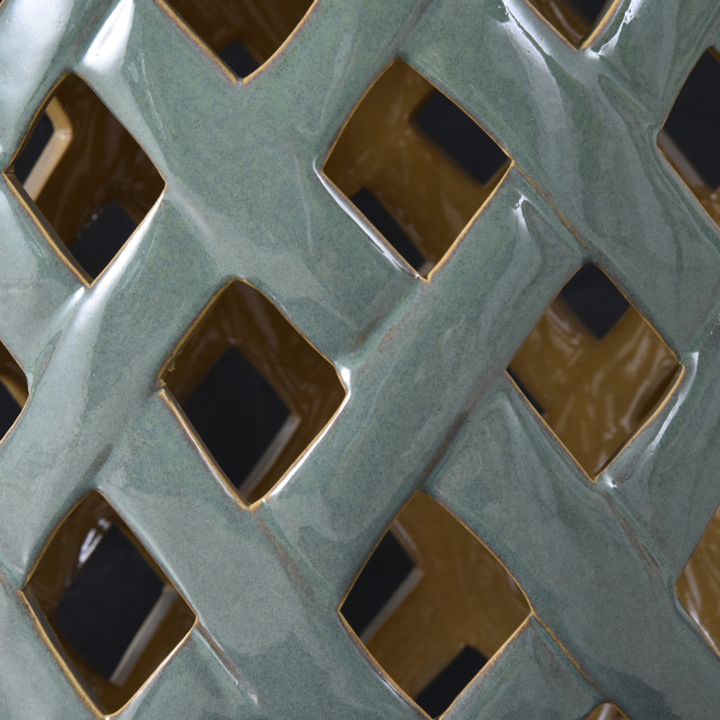 Table de bout en céramique avec texture tissée et tabouret décoratif pour l'extérieur, aspect, finition émaillée
