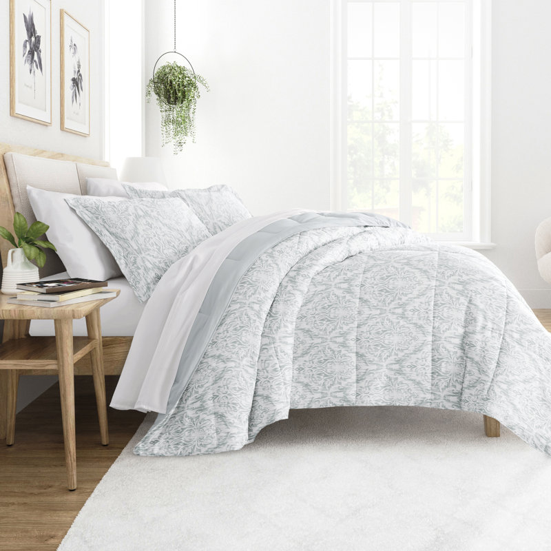 Twin Blue Reversible Down Microfiber Comforter Set
