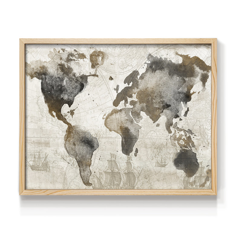 Antique Map -Framed Print - Restickable, 8" H x 10" W, Natural