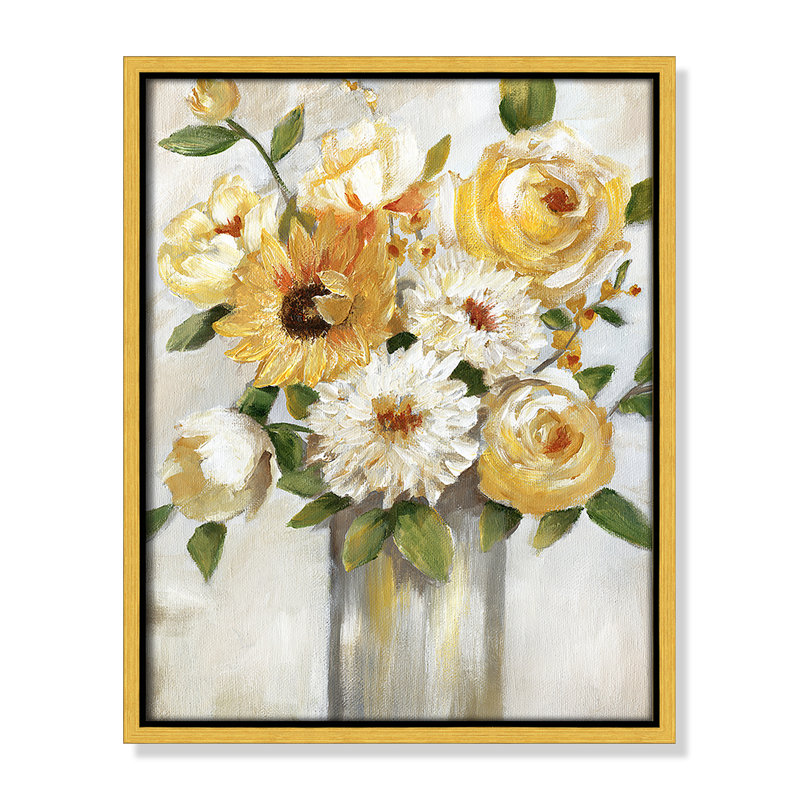 «Sunshine Bouquet Print» par Nan, H 15,5 po x l 12,5 po x P 2 po, Or