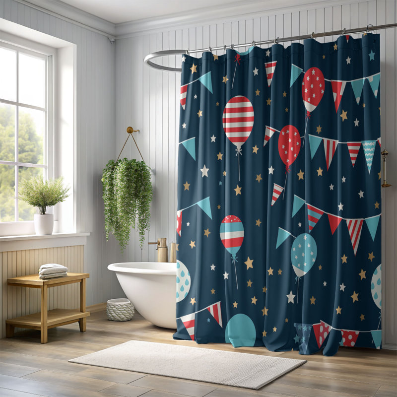 Événement Joyfulness - Rideau de douche Premium, H 74 po x l 71 po