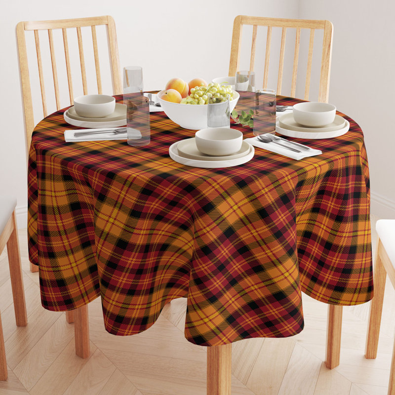 Fall Harvest Plaid Water Repellent Tablecloth