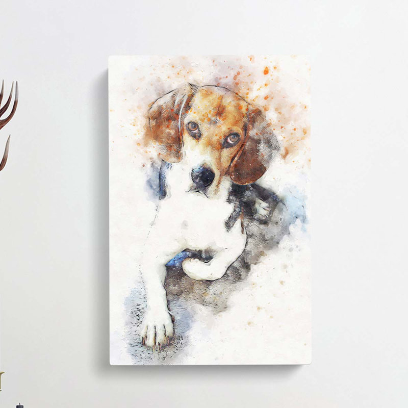 Beagle Dog In Abstract - Wrapped Canvas Painting, 60cm H x 40cm W x 3cm D
