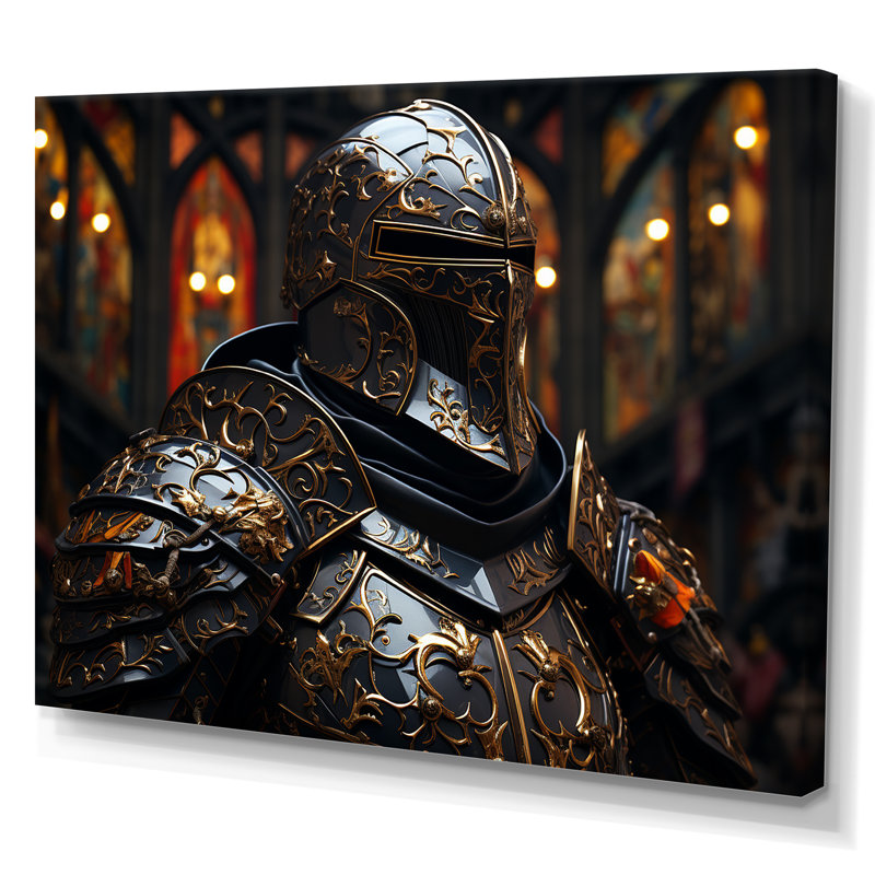 Chevaliers médiévaux II - art mural militaire, Toile tendue, H 12 po x l 20 po x P 1 po