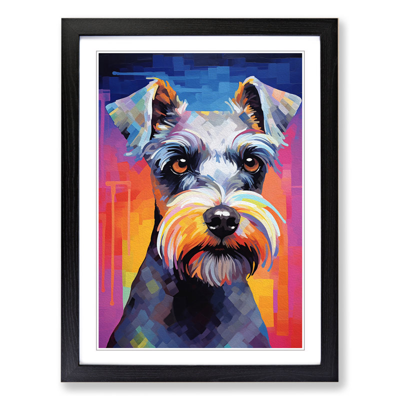 Schnauzer Futurism Art - Framed Print, 64cm H x 46cm W x 2cm D, Black Framed