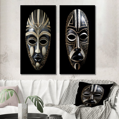 "Masque africain traditionnel X" - 2 pièces sur toile