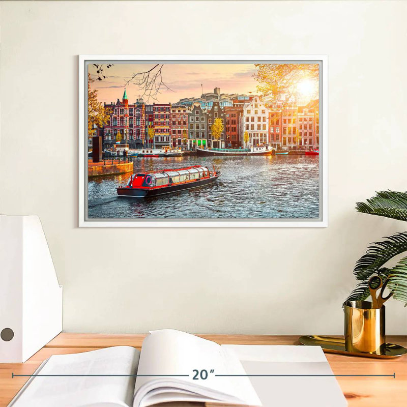 Amstel Canal Cruise, Floating Frame White, 13" X 9"
