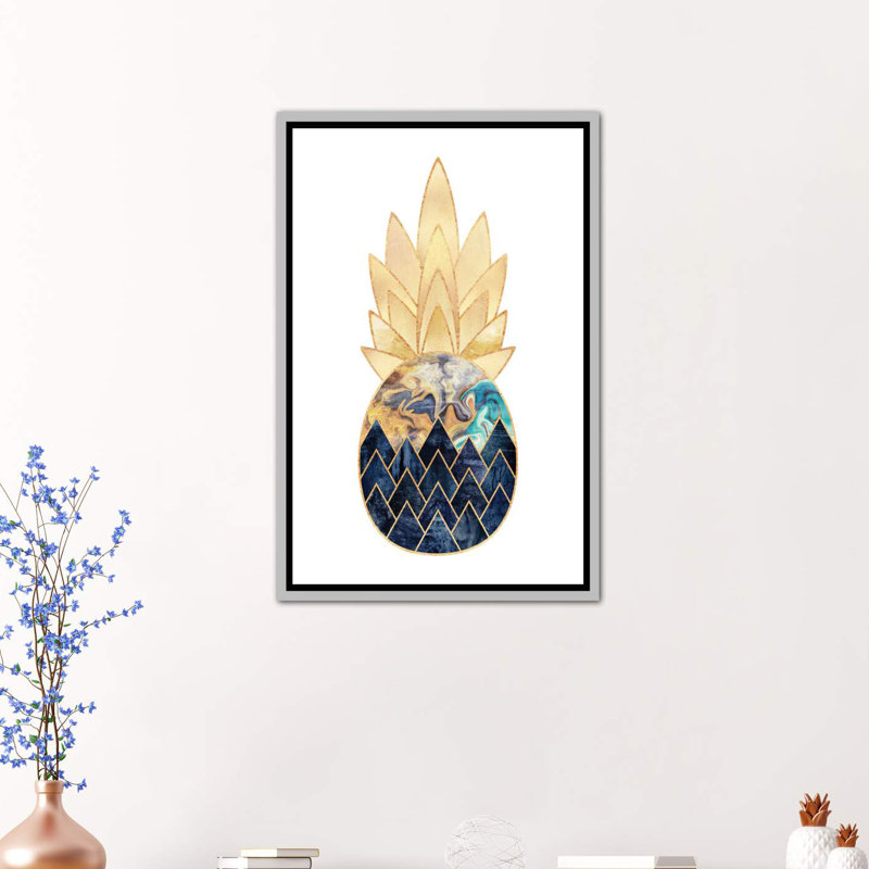 « précieux ananas i » par elisabeth fredriksson-print, H 40 po x l 26 po x P 1,5 po, Toile avec cadre argenté