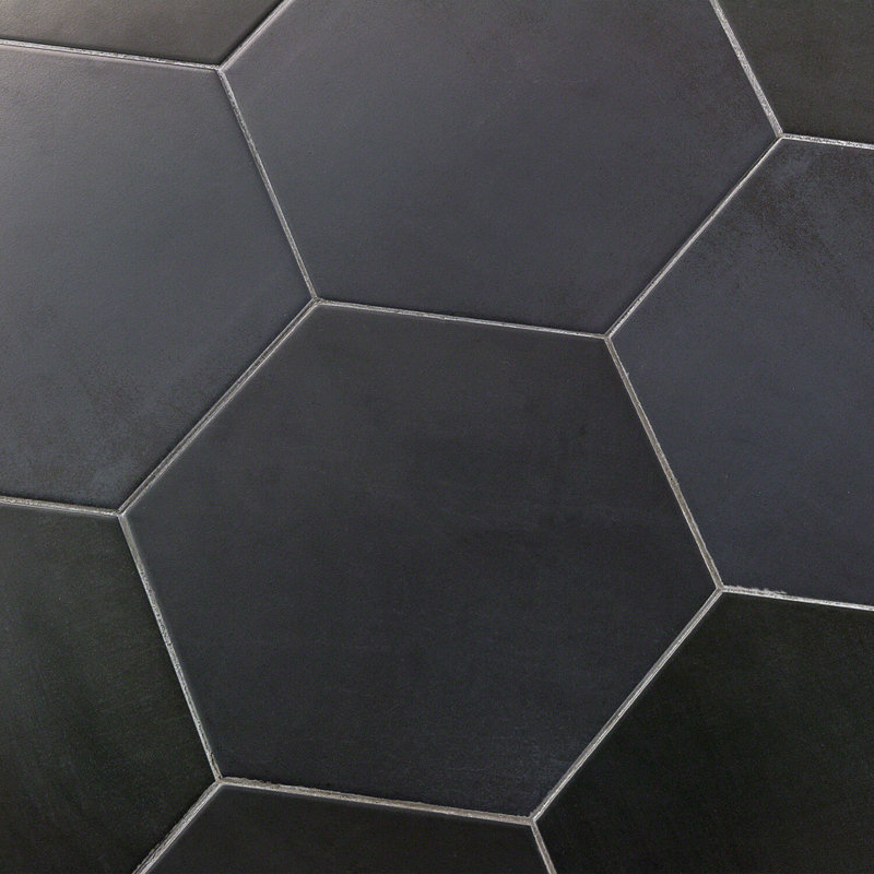 Carreau de porcelaine d'aspect béton hexagonal pour plancher et mur de 10 po (10,76 pieds carrés) Turner, Gris foncé